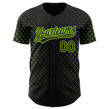 Load image into Gallery viewer, Custom Black Neon Green 3D Pattern Design Geometric Stars Authentic Baseball Jersey