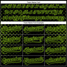 Load image into Gallery viewer, Custom Black Neon Green 3D Pattern Design Geometric Stars Authentic Baseball Jersey