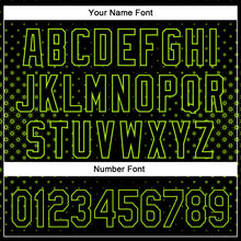 Load image into Gallery viewer, Custom Black Neon Green 3D Pattern Design Geometric Stars Authentic Baseball Jersey