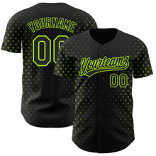 Load image into Gallery viewer, Custom Black Neon Green 3D Pattern Design Geometric Stars Authentic Baseball Jersey