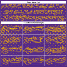 Charger l'image dans la galerie, Custom Purple Gold 3D Pattern Design Geometric Stars Authentic Baseball Jersey