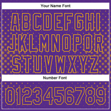 Charger l'image dans la galerie, Custom Purple Gold 3D Pattern Design Geometric Stars Authentic Baseball Jersey