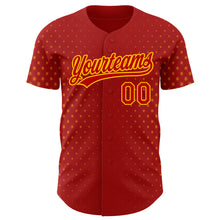 Laden Sie das Bild in den Galerie-Viewer, Custom Red Gold 3D Pattern Design Geometric Stars Authentic Baseball Jersey