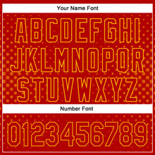 Laden Sie das Bild in den Galerie-Viewer, Custom Red Gold 3D Pattern Design Geometric Stars Authentic Baseball Jersey