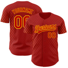 Laden Sie das Bild in den Galerie-Viewer, Custom Red Gold 3D Pattern Design Geometric Stars Authentic Baseball Jersey