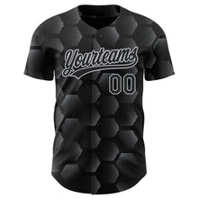 Charger l'image dans la galerie, Custom Black Gray 3D Pattern Design Halftone Geometric Shapes Authentic Baseball Jersey