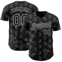 Charger l'image dans la galerie, Custom Black Gray 3D Pattern Design Halftone Geometric Shapes Authentic Baseball Jersey