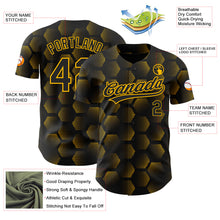 Load image into Gallery viewer, Custom Black Gold 3D Pattern Design Halftone Geometric Shapes Authentic Baseball Jersey