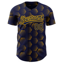 Charger l'image dans la galerie, Custom Navy Gold 3D Pattern Design Halftone Geometric Shapes Authentic Baseball Jersey