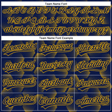 Charger l'image dans la galerie, Custom Navy Gold 3D Pattern Design Halftone Geometric Shapes Authentic Baseball Jersey