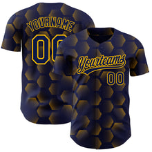 Charger l'image dans la galerie, Custom Navy Gold 3D Pattern Design Halftone Geometric Shapes Authentic Baseball Jersey