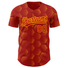 Charger l'image dans la galerie, Custom Red Gold 3D Pattern Design Halftone Geometric Shapes Authentic Baseball Jersey
