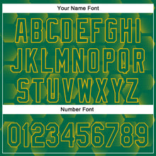 Load image into Gallery viewer, Custom Kelly Green Gold 3D Pattern Design Halftone Geometric Shapes Authentic Baseball Jersey