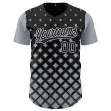 Charger l'image dans la galerie, Custom Black Gray 3D Pattern Design Geometric Shapes Authentic Baseball Jersey