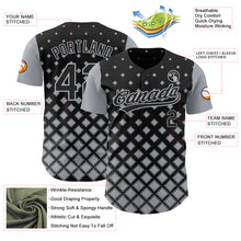 Charger l'image dans la galerie, Custom Black Gray 3D Pattern Design Geometric Shapes Authentic Baseball Jersey