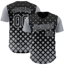 Charger l'image dans la galerie, Custom Black Gray 3D Pattern Design Geometric Shapes Authentic Baseball Jersey