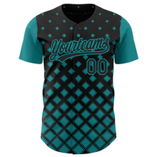 Загрузить изображение в средство просмотра галереи, Custom Black Teal 3D Pattern Design Geometric Shapes Authentic Baseball Jersey