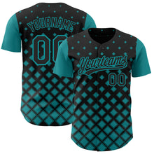 Загрузить изображение в средство просмотра галереи, Custom Black Teal 3D Pattern Design Geometric Shapes Authentic Baseball Jersey