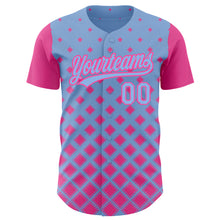 Load image into Gallery viewer, Custom Light Blue Pink 3D Pattern Design Geometric Shapes Authentic Baseball Jersey