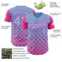 Load image into Gallery viewer, Custom Light Blue Pink 3D Pattern Design Geometric Shapes Authentic Baseball Jersey