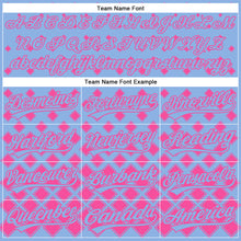 Load image into Gallery viewer, Custom Light Blue Pink 3D Pattern Design Geometric Shapes Authentic Baseball Jersey