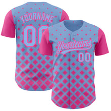 Load image into Gallery viewer, Custom Light Blue Pink 3D Pattern Design Geometric Shapes Authentic Baseball Jersey
