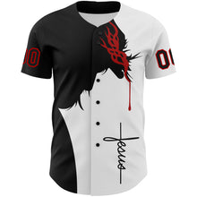 Загрузить изображение в средство просмотра галереи, Custom White Black-Red 3D Pattern Design Religion Jesus Christ Authentic Baseball Jersey