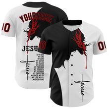 Загрузить изображение в средство просмотра галереи, Custom White Black-Red 3D Pattern Design Religion Jesus Christ Authentic Baseball Jersey