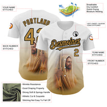 Загрузить изображение в средство просмотра галереи, Custom White Old Gold-Black 3D Pattern Design Religion Jesus Christ Authentic Baseball Jersey