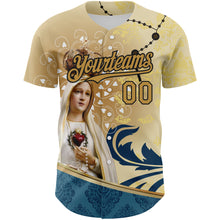 Charger l'image dans la galerie, Custom Old Gold Black 3D Pattern Design Religion Virgin Mary Authentic Baseball Jersey