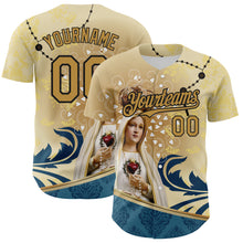 Charger l'image dans la galerie, Custom Old Gold Black 3D Pattern Design Religion Virgin Mary Authentic Baseball Jersey