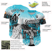 Load image into Gallery viewer, Custom Light Blue Black-White 3D Pattern Design Religion Jesus Christ Authentic Baseball Jersey