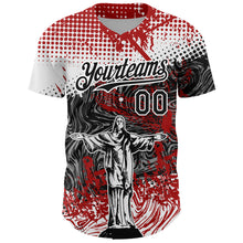 Charger l'image dans la galerie, Custom Red Black-White 3D Pattern Design Religion Jesus Christ Authentic Baseball Jersey
