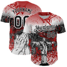 Charger l'image dans la galerie, Custom Red Black-White 3D Pattern Design Religion Jesus Christ Authentic Baseball Jersey
