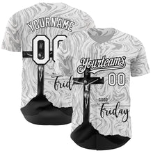 Загрузить изображение в средство просмотра галереи, Custom White Black 3D Pattern Design Religion Cross Jesus Christ Good Friday Authentic Baseball Jersey