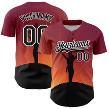 Load image into Gallery viewer, Custom Red Black-White 3D Pattern Design Religion Cross Jesus Christ Good Friday Authentic Baseball Jersey