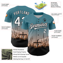 Загрузить изображение в средство просмотра галереи, Custom Teal White-Black 3D Pattern Design Religion Cross Jesus Christ Good Friday Authentic Baseball Jersey