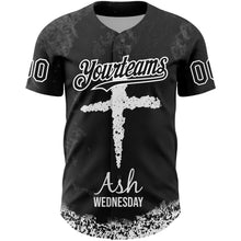 Load image into Gallery viewer, Custom Black White-Gray 3D Pattern Design Religion Cross Jesus Christ Ash Wednesday Authentic Baseball Jersey