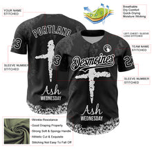 Load image into Gallery viewer, Custom Black White-Gray 3D Pattern Design Religion Cross Jesus Christ Ash Wednesday Authentic Baseball Jersey