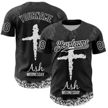 Load image into Gallery viewer, Custom Black White-Gray 3D Pattern Design Religion Cross Jesus Christ Ash Wednesday Authentic Baseball Jersey