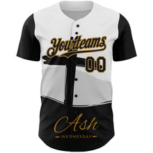 Load image into Gallery viewer, Custom White Black-Old Gold 3D Pattern Design Religion Cross Jesus Christ Ash Wednesday Authentic Baseball Jersey