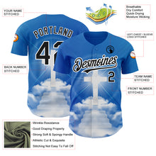 Load image into Gallery viewer, Custom Royal Black-White 3D Pattern Design Religion Cross Jesus Christ Good Friday Authentic Baseball Jersey