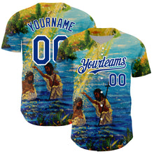 Charger l'image dans la galerie, Custom Royal White 3D Pattern Design Religion Jesus Christ Authentic Baseball Jersey