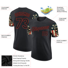 Загрузить изображение в средство просмотра галереи, Custom Black Red 3D Skull With American Flag Performance T-Shirt