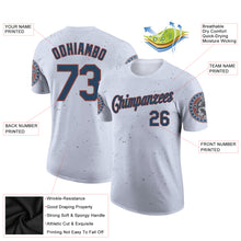 Laden Sie das Bild in den Galerie-Viewer, Custom White Navy-Red 3D Skull With American Flag Performance T-Shirt