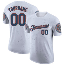 Laden Sie das Bild in den Galerie-Viewer, Custom White Navy-Red 3D Skull With American Flag Performance T-Shirt