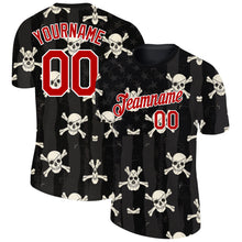 Charger l'image dans la galerie, Custom Black Red-White 3D Skull Fashion Performance T-Shirt
