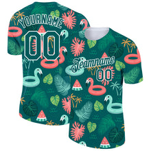Загрузить изображение в средство просмотра галереи, Custom Midnight Green White 3D Pattern Design Tropical Hawaii Flamingo Performance T-Shirt