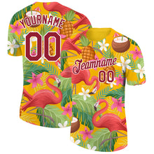 Загрузить изображение в средство просмотра галереи, Custom Yellow Crimson-White 3D Pattern Design Tropical Hawaii Flamingo Performance T-Shirt