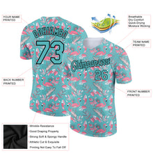 Laden Sie das Bild in den Galerie-Viewer, Custom Panther Blue Black 3D Pattern Design Tropical Hawaii Flamingo Performance T-Shirt
